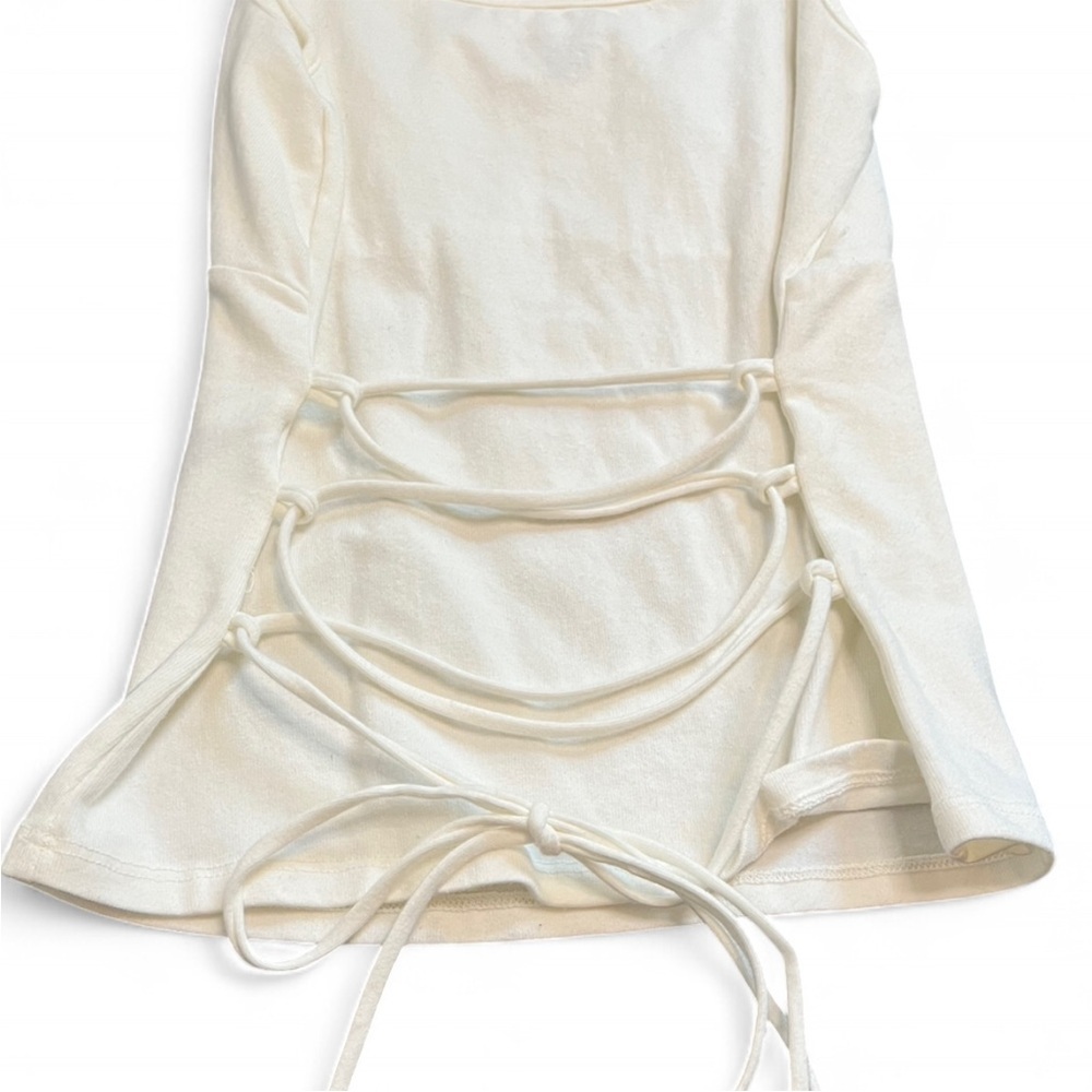 Brandy Melville white tank top with tie back detail one size small XS - Picture 8 of 9